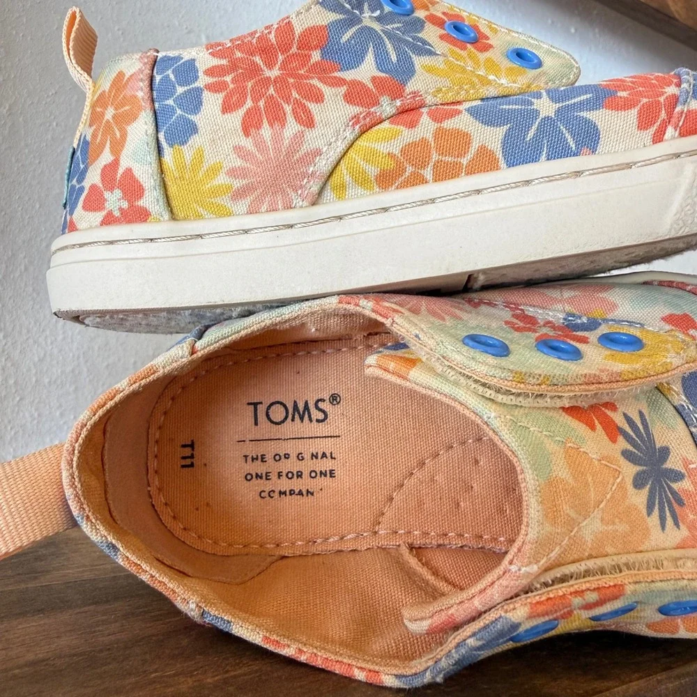 TOMS Alpargata Resident Floral Slip On Sneakers Little Kids Size 11 Canvas